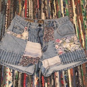Vintage floral jean shorts